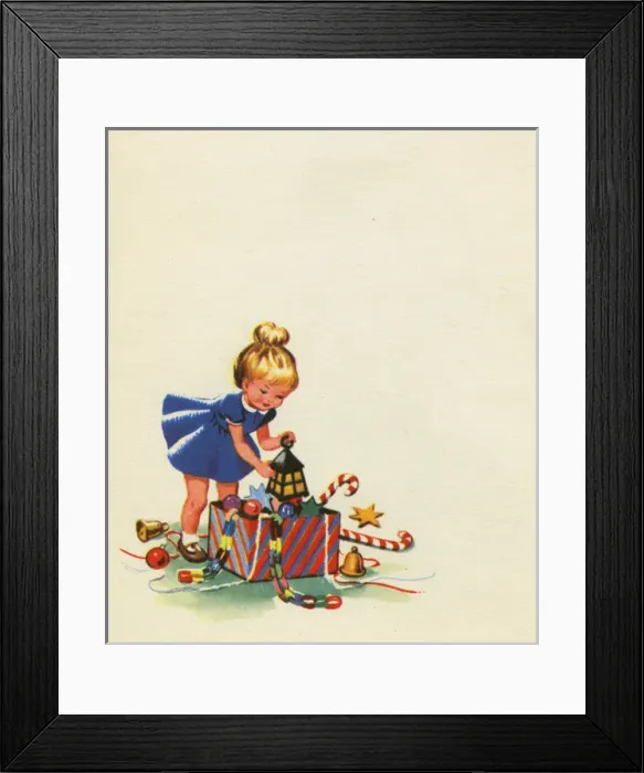 Framed Print : Christmas card, Dressing the Christmas Tree Framed Print : Christmas card, Dressing the Christmas Tree