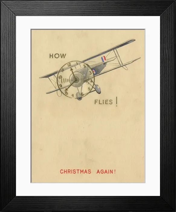 Framed Print : Christmas card - First World War biplane Framed Print : Christmas card - First World War biplane