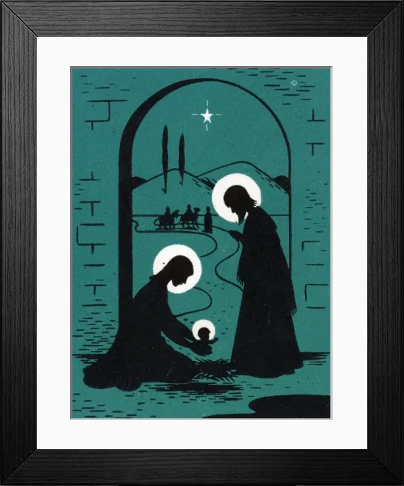 Framed Print : Christmas card, Green Nativity Framed Print : Christmas card, Green Nativity