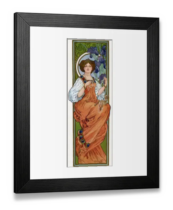 Framed Print : Woman in an orange dress, Art Nouveau style Framed Print : Woman in an orange dress, Art Nouveau style