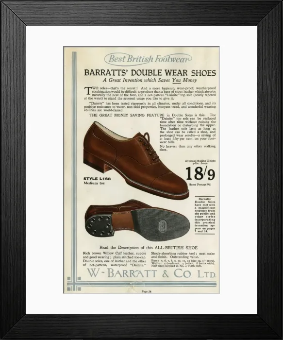 Framed Print : W Barratt & Co Ltd shoe catalogue, shoes Framed Print : W Barratt & Co Ltd shoe catalogue, shoes