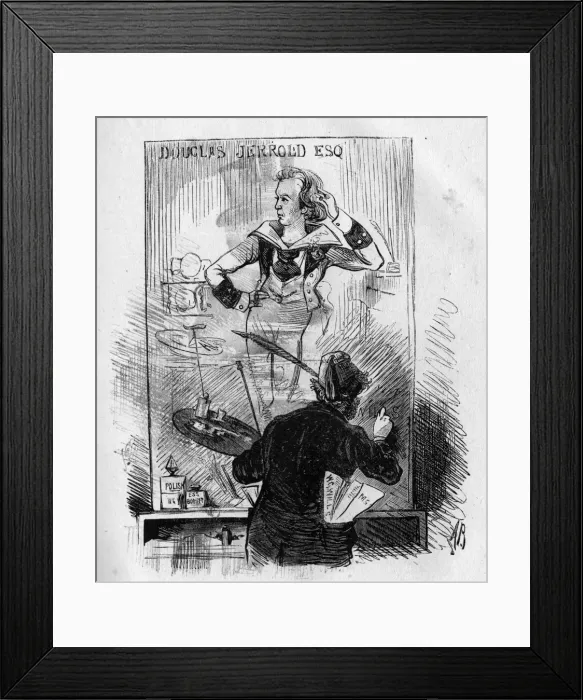 Framed Print : Cartoon, Portrait of Douglas Jerrold by W G Wills Framed Print : Cartoon, Portrait of Douglas Jerrold by W G Wills