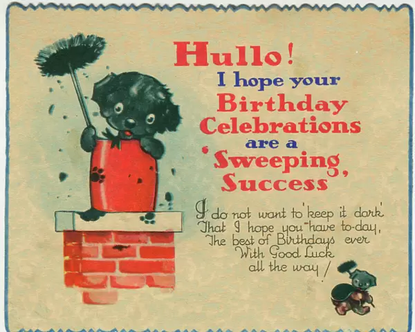 Birthday card, Chimney Sweep Dog