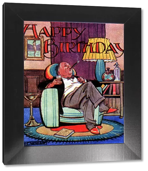 Birthday card - Man relaxing in a chair