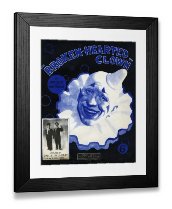 Framed Print : Music cover, Broken-Hearted Clown Framed Print : Music cover, Broken-Hearted Clown
