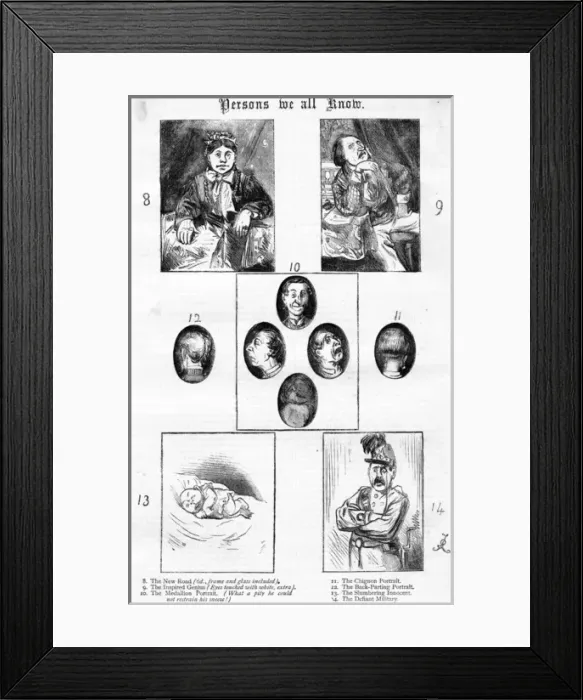 Framed Print : Comic Carte de Visite portraits - Persons we all Know Framed Print : Comic Carte de Visite portraits - Persons we all Know