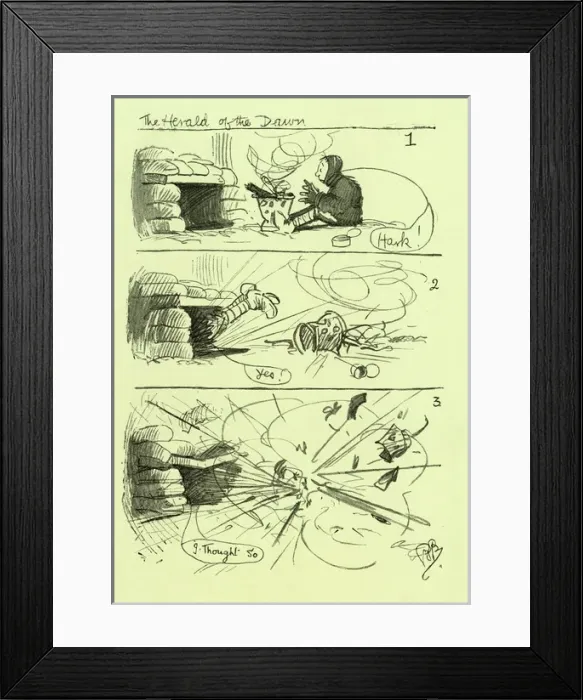 Framed Print : Bruce Bairnsfather, The Herald of the Dawn Framed Print : Bruce Bairnsfather, The Herald of the Dawn