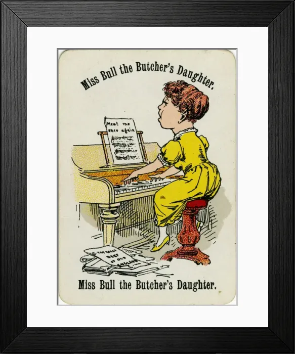 Framed Print : Cheery Families - Miss Bull the Butchers Daughter Framed Print : Cheery Families - Miss Bull the Butchers Daughter