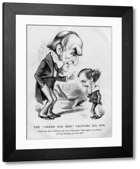 Framed Print : Caricature of W E Gladstone and his son Herbert Framed Print : Caricature of W E Gladstone and his son Herbert
