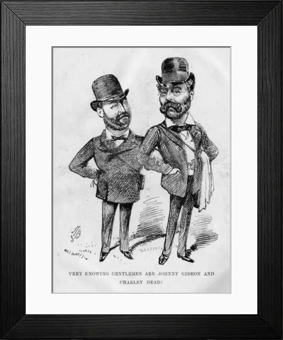 Framed Print : Caricature of Johnny Gideon and Charley Head Framed Print : Caricature of Johnny Gideon and Charley Head