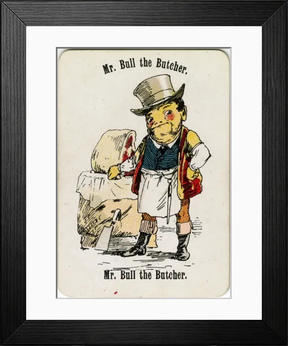 Framed Print : Cheery Families - Mr Bull the Butcher Framed Print : Cheery Families - Mr Bull the Butcher