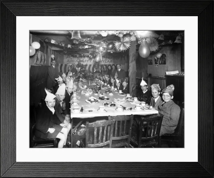 Framed Print : Christmas party in the East End of London Framed Print : Christmas party in the East End of London