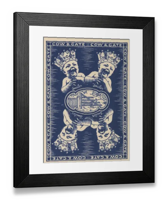 Framed Print : Card back, Cow & Gate Happy Family Game Framed Print : Card back, Cow & Gate Happy Family Game