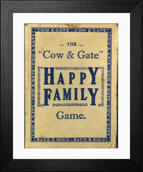 Framed Print : Box lid, Cow & Gate Happy Family Game Framed Print : Box lid, Cow & Gate Happy Family Game