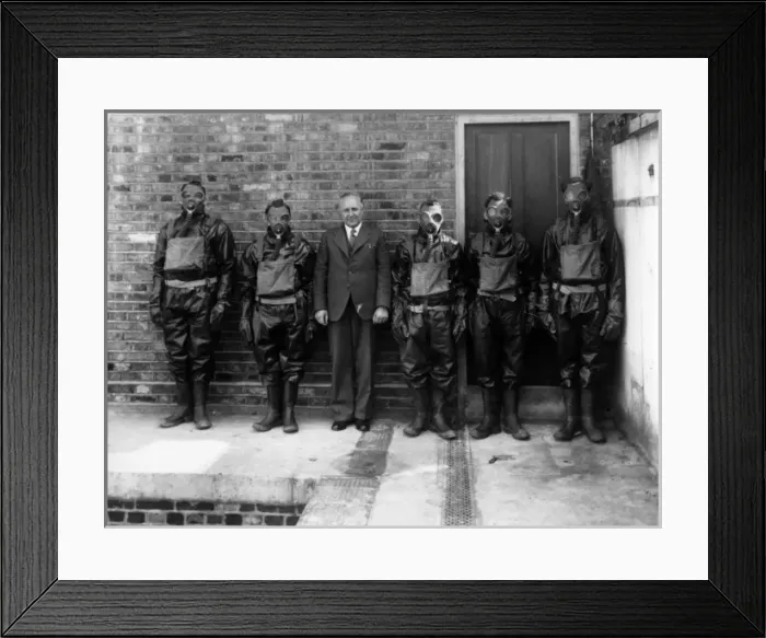 Framed Print : Gas and smoke mask training, WW2 Framed Print : Gas and smoke mask training, WW2