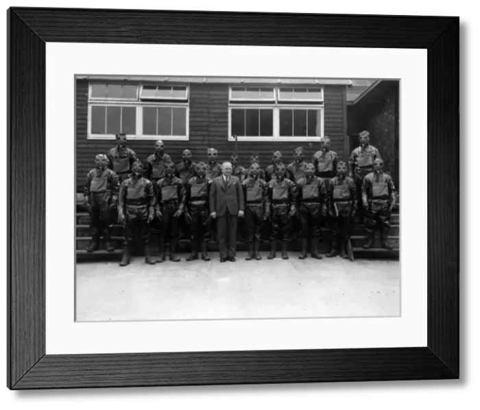 Framed Print : Gas and smoke mask training, WW2 Framed Print : Gas and smoke mask training, WW2