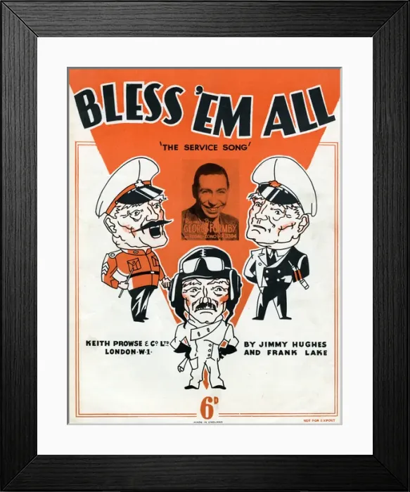 Framed Print : Music cover, George Formby, Bless Em All Framed Print : Music cover, George Formby, Bless Em All