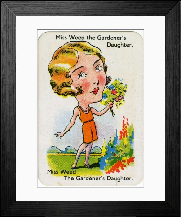 Framed Print : Happy Families Playing Cards - Miss Weed Framed Print : Happy Families Playing Cards - Miss Weed