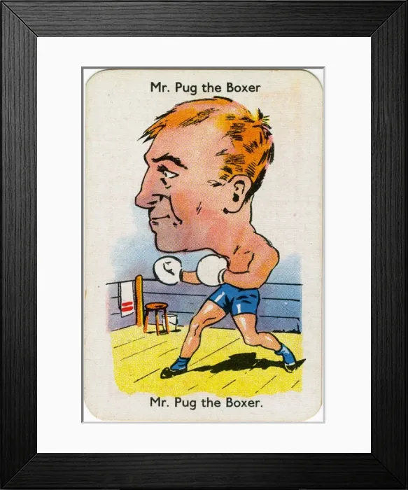 Framed Print : Happy Families Playing Cards - Mr Pug the Boxer Framed Print : Happy Families Playing Cards - Mr Pug the Boxer