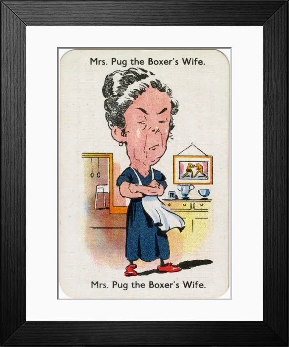 Framed Print : Happy Families Playing Cards - Mrs Pug Framed Print : Happy Families Playing Cards - Mrs Pug