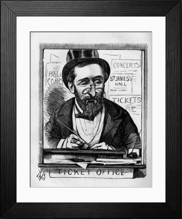 Framed Print : Caricature of Mr A Austin, St Jamess Hall, London Framed Print : Caricature of Mr A Austin, St Jamess Hall, London