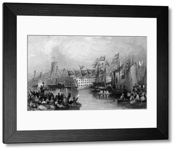 Framed Print : Launch of HMS Trafalgar at Woolwich, SE London Framed Print : Launch of HMS Trafalgar at Woolwich, SE London