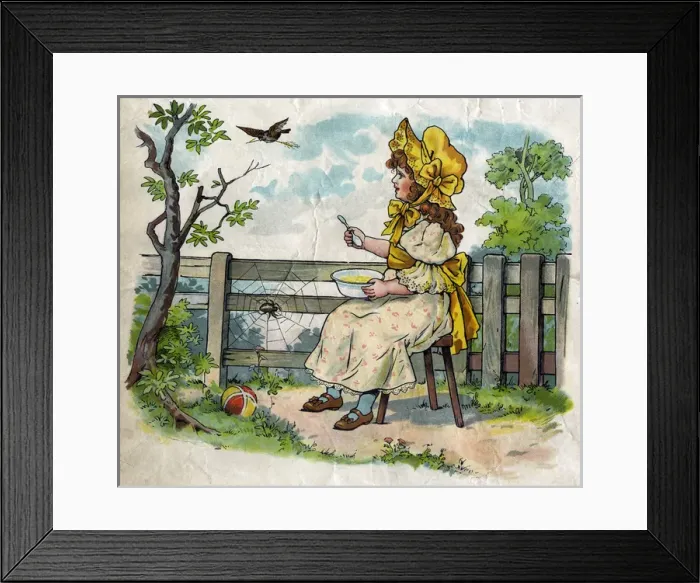 Framed Print : Illustration, Little Miss Muffet Framed Print : Illustration, Little Miss Muffet