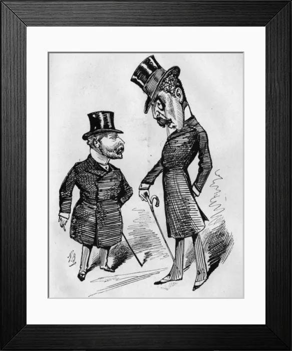 Framed Print : Caricature of Edward, Prince of Wales and Squire Bancroft Framed Print : Caricature of Edward, Prince of Wales and Squire Bancroft