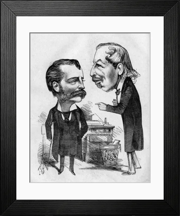 Framed Print : Caricature of G Edwardes and E L Blanchard Framed Print : Caricature of G Edwardes and E L Blanchard