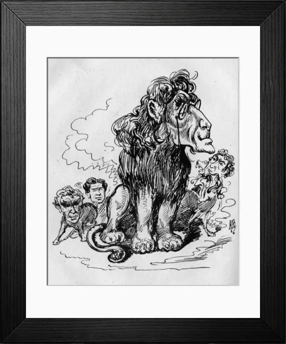 Framed Print : Caricature, Henry Irving as The Lyceum Lion Framed Print : Caricature, Henry Irving as The Lyceum Lion