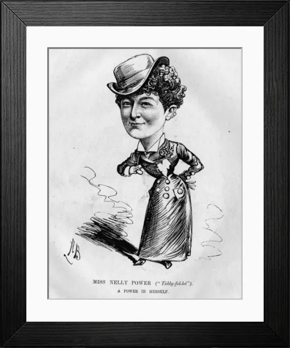 Framed Print : Caricature of Nelly Power, English singer and actress Framed Print : Caricature of Nelly Power, English singer and actress