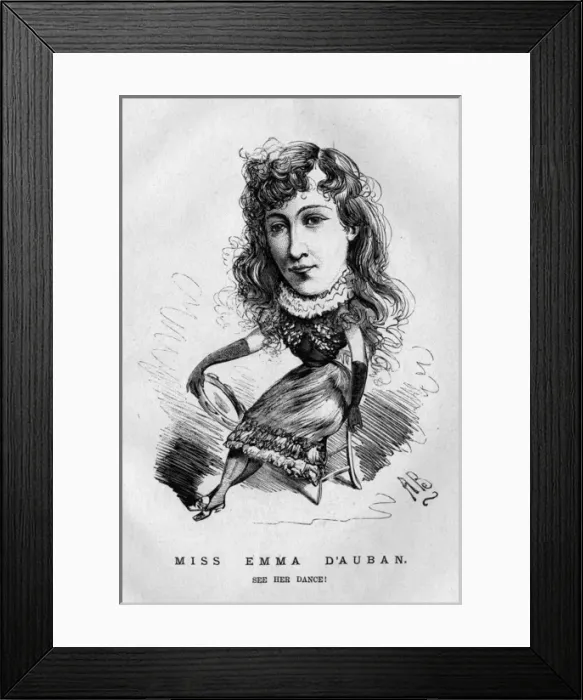 Framed Print : Caricature of Emma d Auban, dancer Framed Print : Caricature of Emma d Auban, dancer