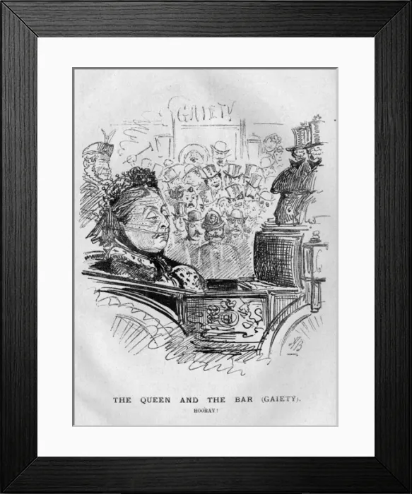 Framed Print : Cartoon, The Queen and the Bar (Gaiety) Framed Print : Cartoon, The Queen and the Bar (Gaiety)