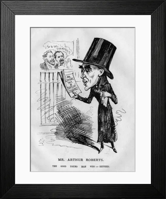 Framed Print : Caricature of Arthur Roberts, music hall performer Framed Print : Caricature of Arthur Roberts, music hall performer