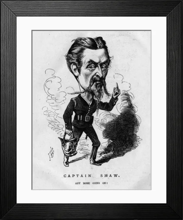 Framed Print : Caricature, Captain Eyre Massey Shaw, fire brigade chief Framed Print : Caricature, Captain Eyre Massey Shaw, fire brigade chief