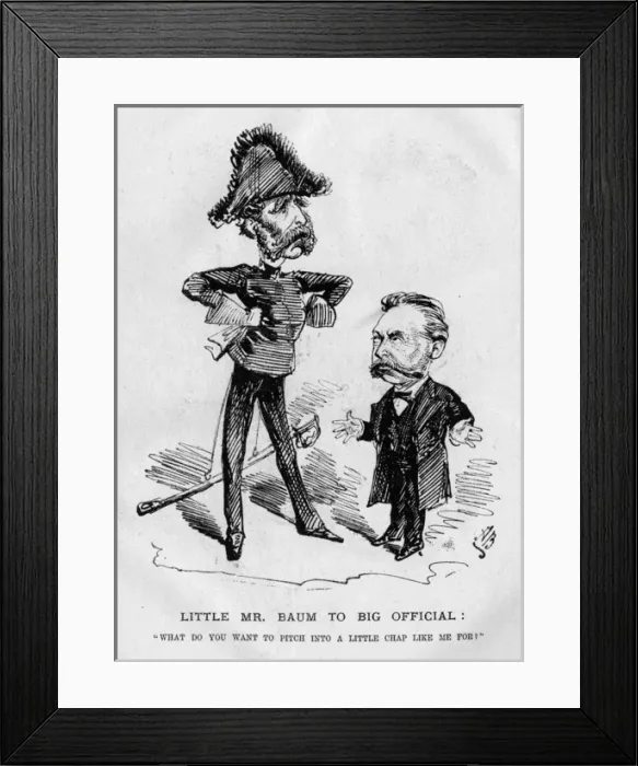 Framed Print : Caricature, Little Mr Baum to Big Official Framed Print : Caricature, Little Mr Baum to Big Official