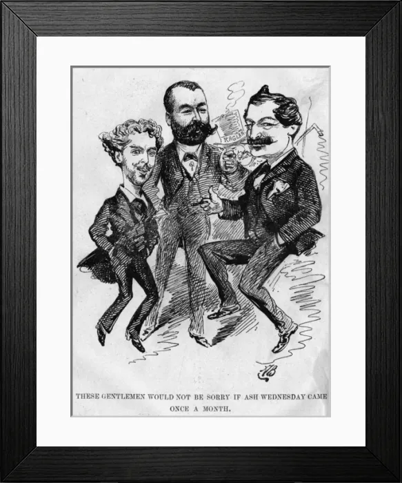Framed Print : Cartoon of three actors relaxing on Ash Wednesday Framed Print : Cartoon of three actors relaxing on Ash Wednesday