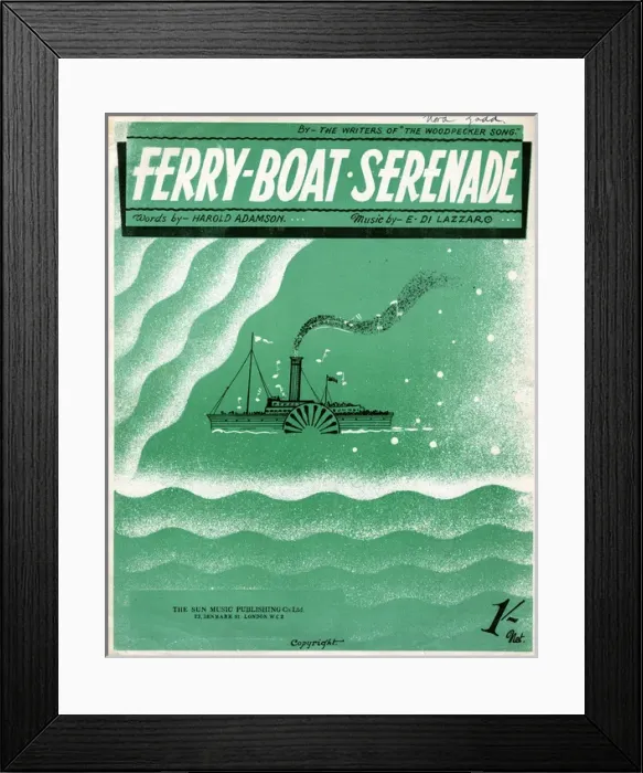 Framed Print : Music cover, Ferry-Boat Serenade Framed Print : Music cover, Ferry-Boat Serenade