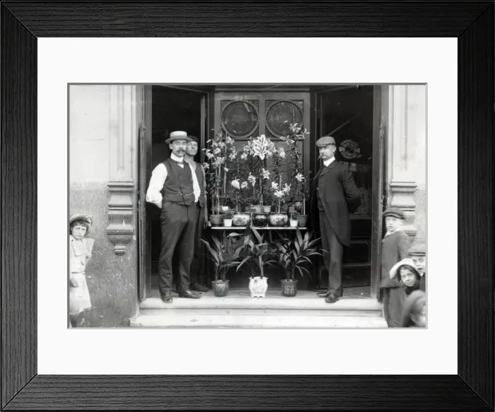 Framed Print : Flower display, York Road, Battersea, SW London Framed Print : Flower display, York Road, Battersea, SW London