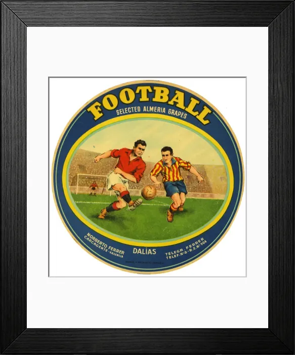Framed Print : Crate label, Football, selected Almeria grapes Framed Print : Crate label, Football, selected Almeria grapes