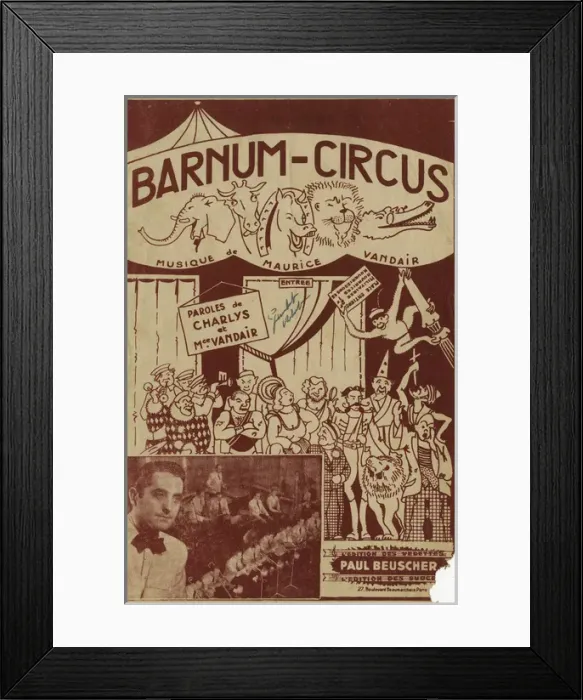 Framed Print : Music cover, Barnum Circus by Maurice Vandair Framed Print : Music cover, Barnum Circus by Maurice Vandair