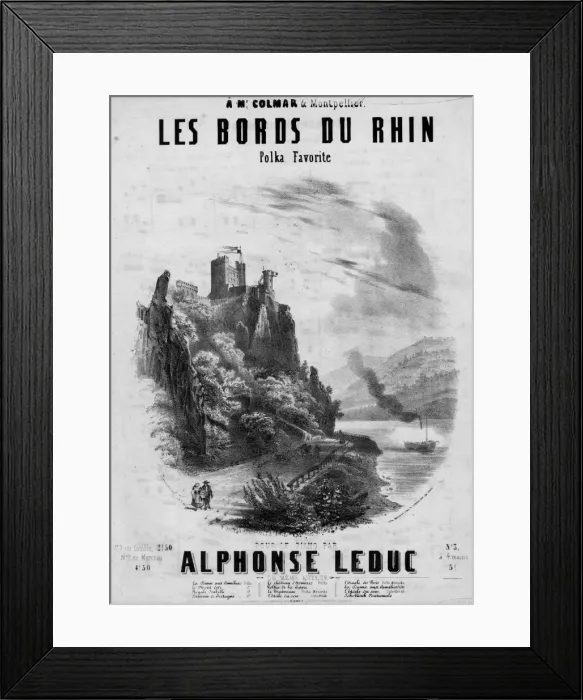 Framed Print : Music cover, Les Bords du Rhin, Polka by Leduc Framed Print : Music cover, Les Bords du Rhin, Polka by Leduc