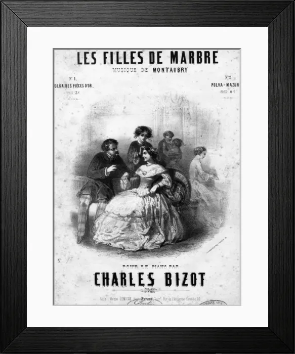 Framed Print : Music cover, Les Filles de Marbre by Montaubry Framed Print : Music cover, Les Filles de Marbre by Montaubry