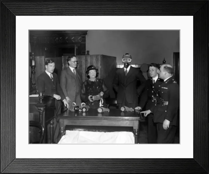 Framed Print : Gas and smoke mask training, WW2 Framed Print : Gas and smoke mask training, WW2