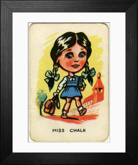 Framed Print : Happy Familes Playing Cards - Miss Chalk Framed Print : Happy Familes Playing Cards - Miss Chalk
