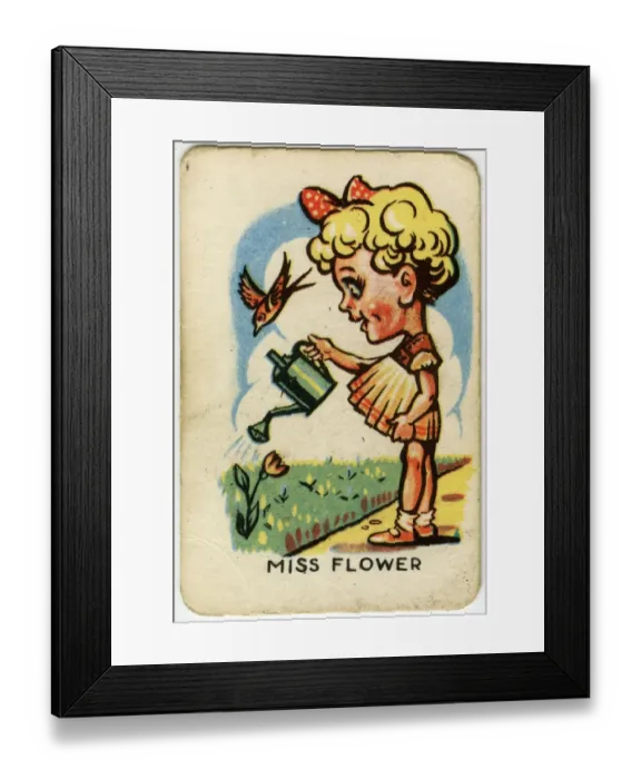 Framed Print : Happy Familes Playing Cards - Miss Flower Framed Print : Happy Familes Playing Cards - Miss Flower