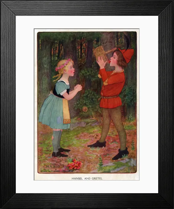 Framed Print : Illustration, Hansel and Gretel Framed Print : Illustration, Hansel and Gretel