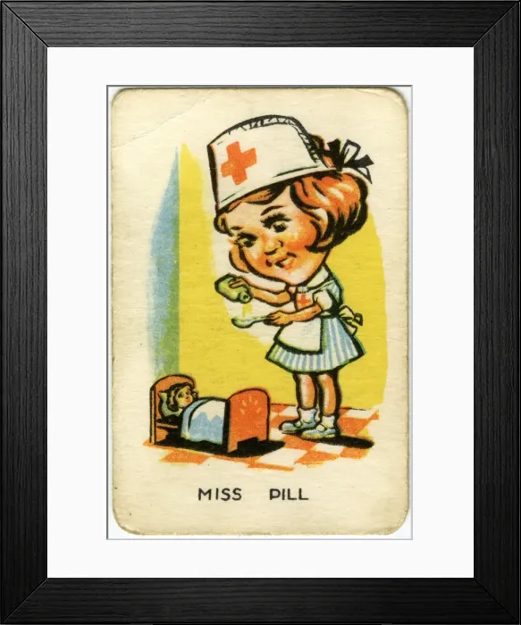 Framed Print : Happy Familes Playing Cards - Miss Pill Framed Print : Happy Familes Playing Cards - Miss Pill