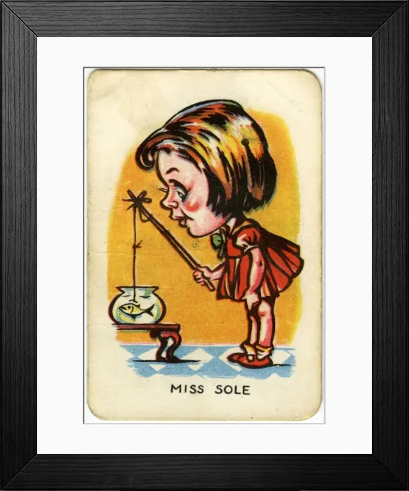 Framed Print : Happy Familes Playing Cards - Miss Sole Framed Print : Happy Familes Playing Cards - Miss Sole