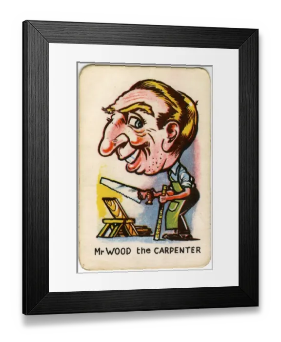 Framed Print : Happy Familes Playing Cards - Mr Wood the Carpenter Framed Print : Happy Familes Playing Cards - Mr Wood the Carpenter